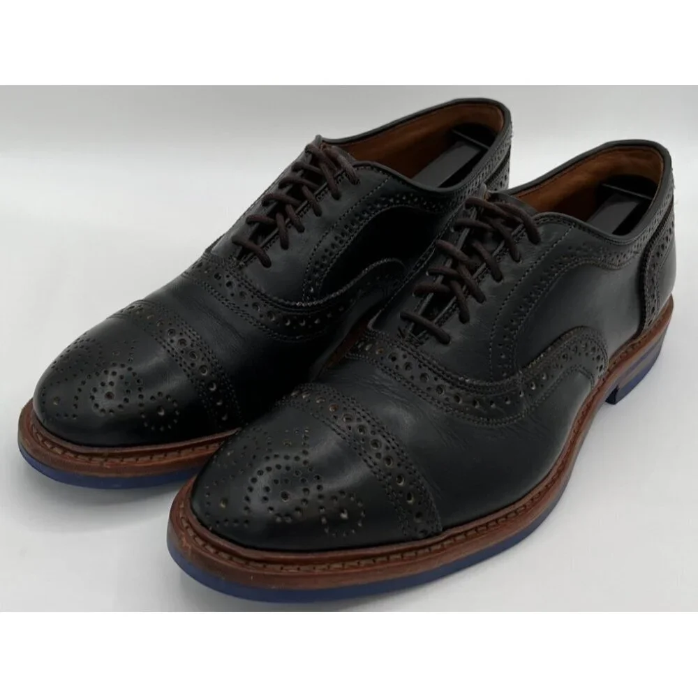 Allen Edmonds Strandmok Oxfords Dress Shoes Mens Size 9D Black Leather Cap-Toe